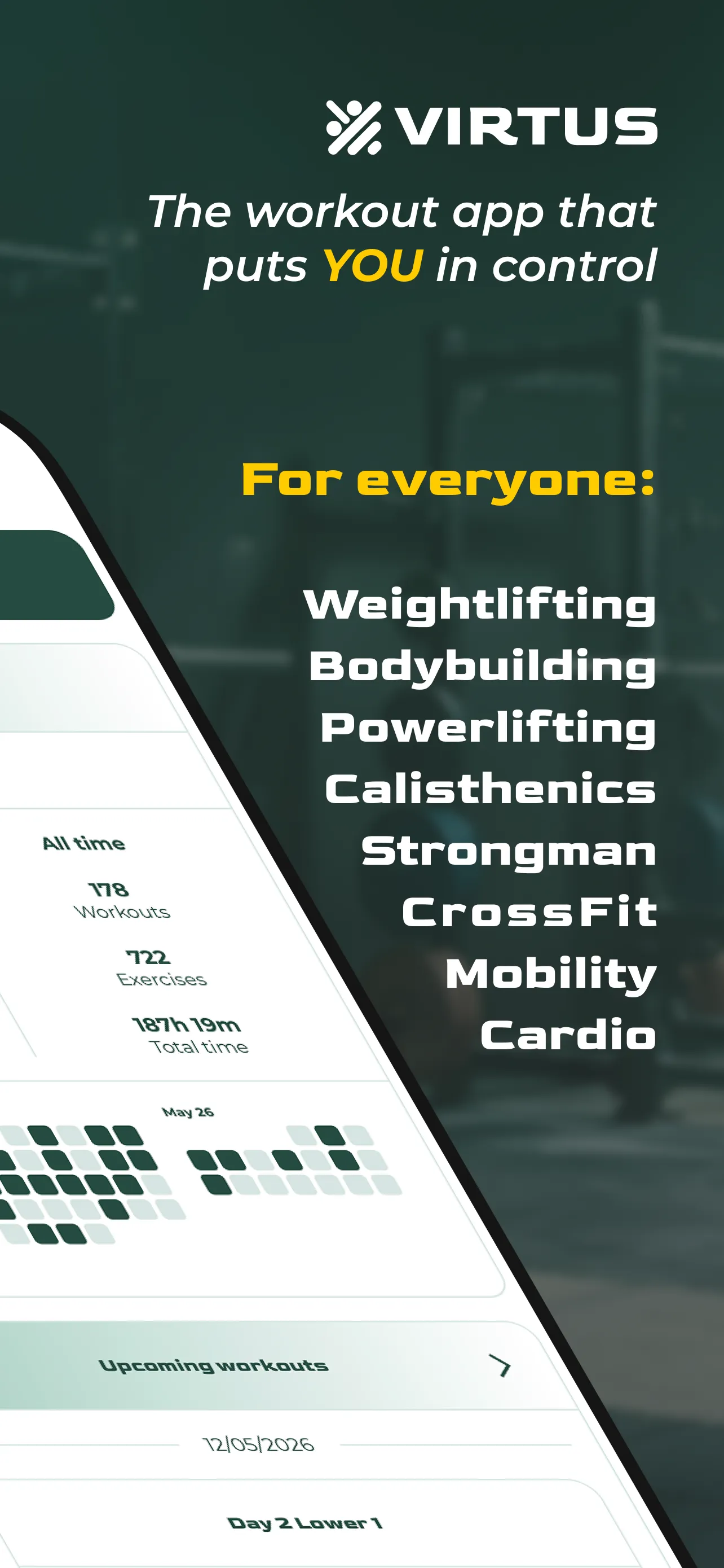 Virtus Athlete home dashboard with Apple Watch companion